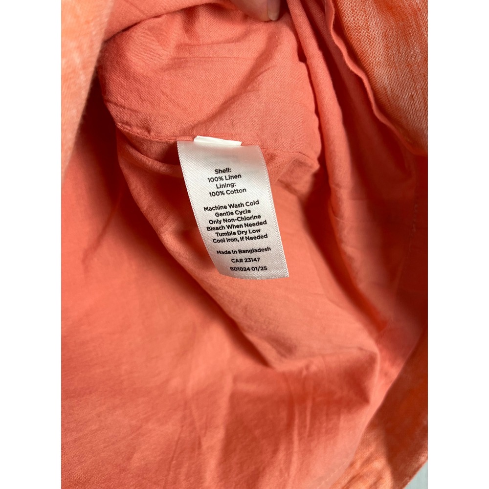 Talbots Linen Skirt Sz 2 Coral Scalloped Button Front Mini Preppy Summer - Picture 6 of 8
